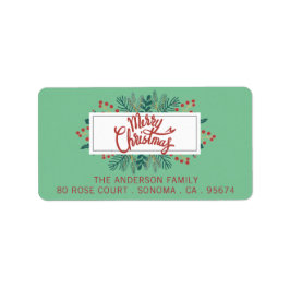 メリークリスマスホリーブッシュグリーン差出人住所 ラベル
