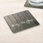 メリークリスマスホリーブラックバーンドアファームハウス スクエアペーパーコースター (アングル)