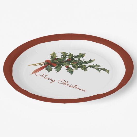 メリークリスマスホリープレート ペーパープレート (アングル)