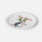 メリークリスマスホリーヘッジホッグ ペーパープレート (アングル)