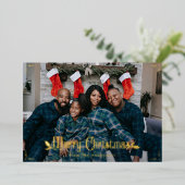 メリークリスマスホリーベリエレガントーカスタムズ写真 箔シーズンカード (立ち正面)