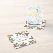 メリークリスマスホリーベリーの休日 スクエアペーパーコースター (インサイチュ)