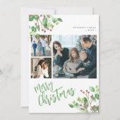 メリークリスマスホリーベリーの葉の数々の写真 シーズンカード (正面)