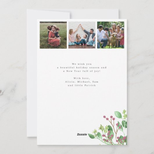 メリークリスマスホリーベリーの葉の数々の写真 シーズンカード (裏面)