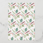 メリークリスマスホリーベリーの葉2つのフォトフォイル 箔シーズンカード (裏面)