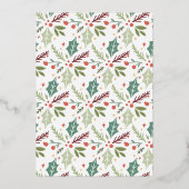 メリークリスマスホリーベリーの葉2枚の写真 箔シーズンカード (裏面)