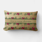メリークリスマスホリーベリーを食べる ランバークッション (正面)