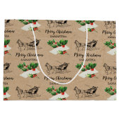 メリークリスマスホリーベリーウィンタークラフトブラウン ラージペーパーバッグ (裏面)