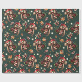 メリークリスマスホリーベリーキャンドルキャンディーケーン ラッピングペーパー (フラット)