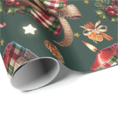 メリークリスマスホリーベリーキャンドルキャンディーケーン ラッピングペーパー (ロールコーナー)