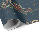 メリークリスマスホリーベリーノエル金ゴールドレッドブルー ラッピングペーパー (ロールコーナー)