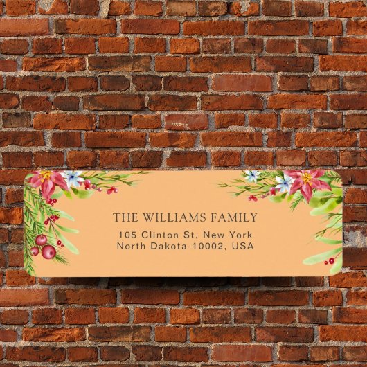 メリークリスマスホリーベリーパイン非常にオレンジメリー色 ラベル