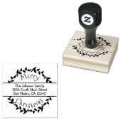 メリークリスマスホリーベリーリース差出人住所 ラバースタンプ (押印)