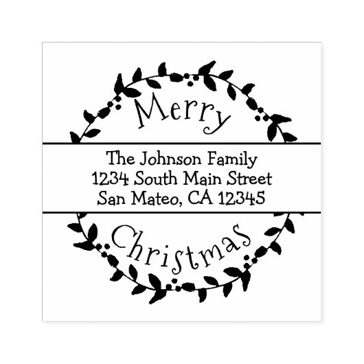 メリークリスマスホリーベリーリース差出人住所 ラバースタンプ (インプリント)