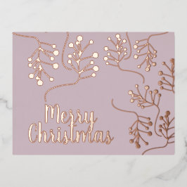 メリークリスマスホリーベリー金ゴールドプレス赤面 箔シーズンポストカード