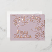 メリークリスマスホリーベリー金ゴールドプレス赤面 箔シーズンポストカード (正面/裏面)