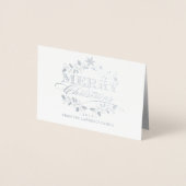 メリークリスマスホリーリースヴィンテージタイポグラフィ 箔カード (正面)