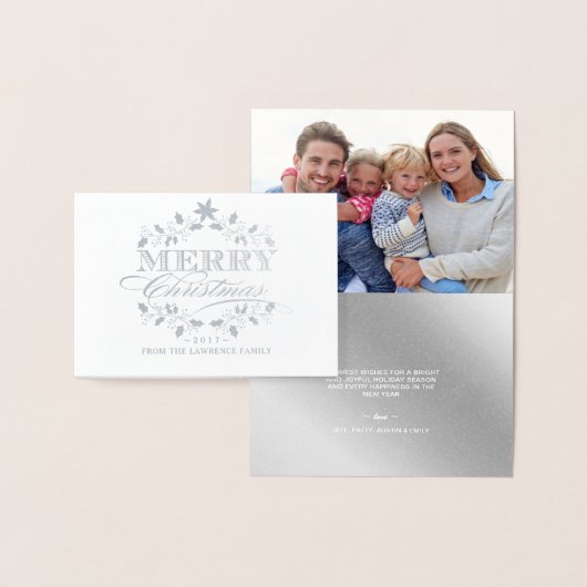 メリークリスマスホリーリースヴィンテージタイポグラフィ 箔カード (ディスプレー)