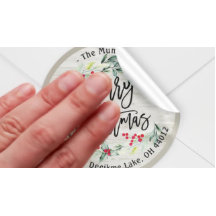 メリークリスマスホリーリース差出人住所ラベル