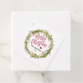 メリークリスマスホリーリース素朴タイポグラフィ フェイバータグ (インサイチュ)