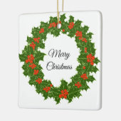 メリークリスマスホリーリース セラミックオーナメント (左)