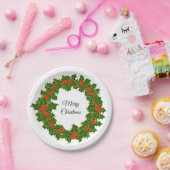 メリークリスマスホリーリース ペーパープレート (パーティー)