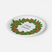 メリークリスマスホリーリース ペーパープレート (アングル)