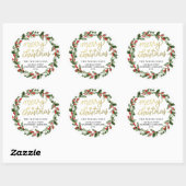 メリークリスマスホリーリース |差出人住所 ラウンドシール (シート)