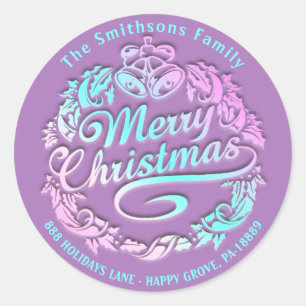 メリークリスマスホリーリースRSVPパープ王室のル  ラウンドシール