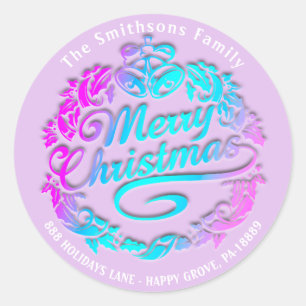 メリークリスマスホリーリースRSVPピンブ王室のルー ラウンドシール