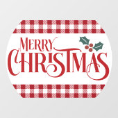 メリークリスマスホリーレッドプレイドレストラン ウィンドウサイン (シート)