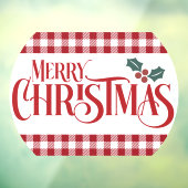 メリークリスマスホリーレッドプレイドレストラン ウィンドウサイン (シート3)