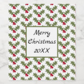 メリークリスマスホリーレッドベリーグリーン葉ズ ワインラベル (シングルラベル)