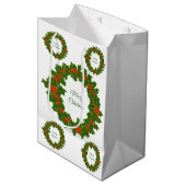 メリークリスマスホリーレッドベリーリース ミディアムペーパーバッグ (正面アングル)