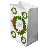 メリークリスマスホリーレッドベリーリース ミディアムペーパーバッグ (裏面アングル)