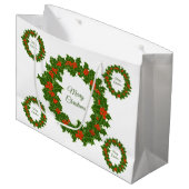 メリークリスマスホリーレッドベリーリース ラージペーパーバッグ (正面アングル)
