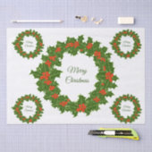 メリークリスマスホリーレッドベリーリース 薄葉紙 (クラフト)