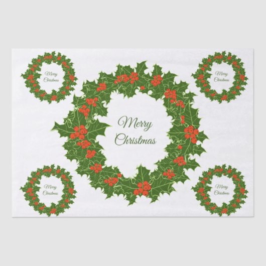 メリークリスマスホリーレッドベリーリース 薄葉紙 (正面)