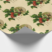 メリークリスマスホリー子猫がヴィンテージを復活 ラッピングペーパー (角)