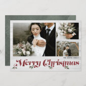 メリークリスマスホリー家族の結婚した子どもたちの写真 シーズンカード (正面/裏面)