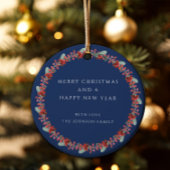 メリークリスマスホリー植物写真 セラミックオーナメント