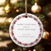 メリークリスマスホリー植物写真 セラミックオーナメント