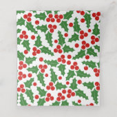 メリークリスマスホリー縁どベリー折り曲げエスコート プレイスカード (内部開封)