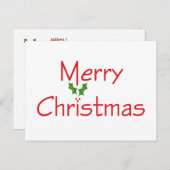 メリークリスマスホリー葉書 シーズンポストカード (正面/裏面)