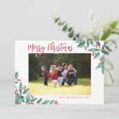 メリークリスマスホリー赤と緑の写真 シーズンカード (スタンド正面)