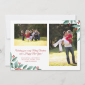 メリークリスマスホリー赤と緑の写真 シーズンカード (裏面)