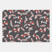 メリークリスマスホリー赤モミ松コーンスターブラック ラッピングペーパーシート (正面3)