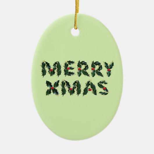 メリークリスマスホリー セラミックオーナメント (正面)