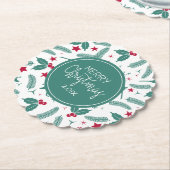 メリークリスマスホリー&デーズパターン ペーパーコースター (アングル)