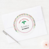 メリークリスマスホリー、パーソナライズされたベーキング ラウンドシール (封筒)